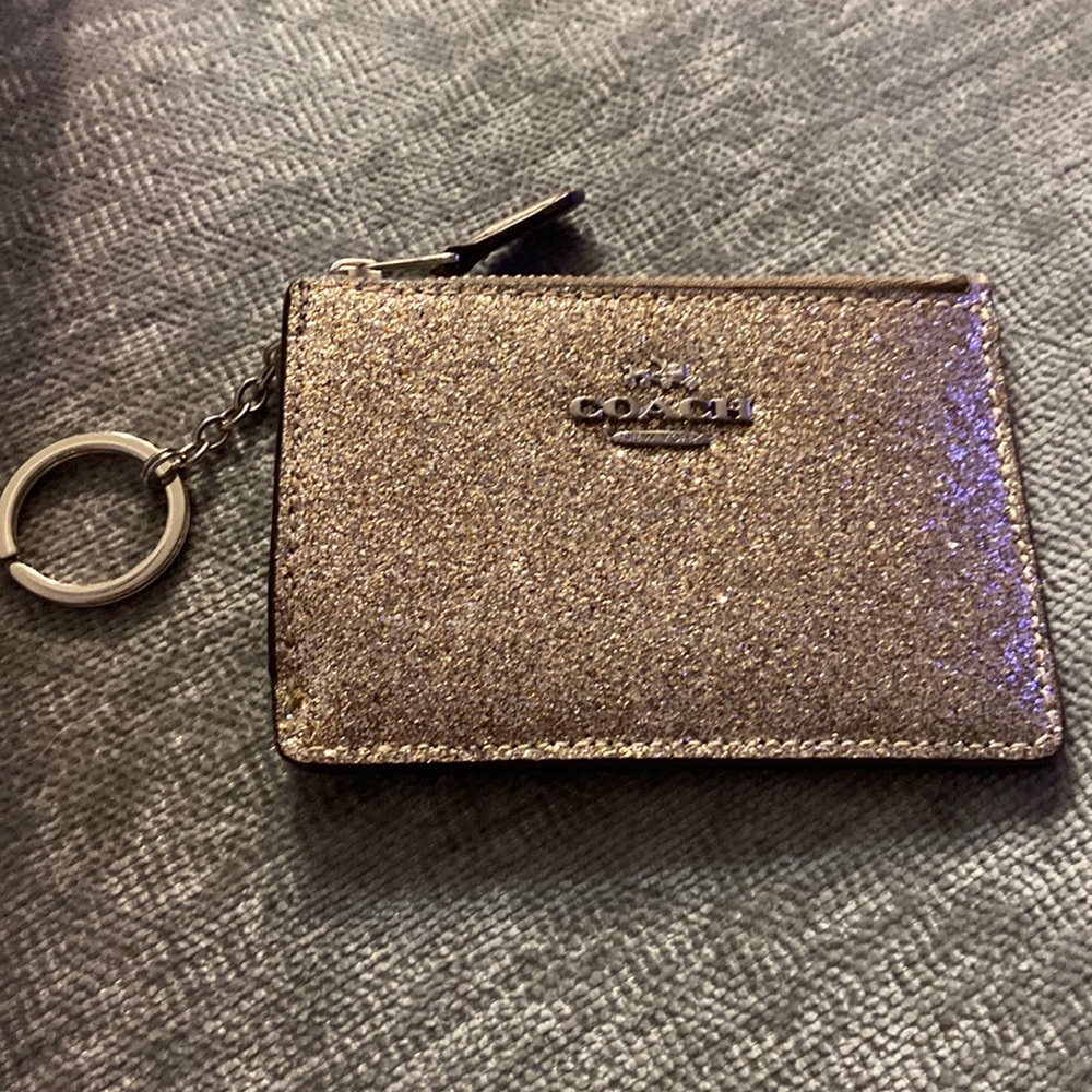 COACH Gold glitter keychain wallet